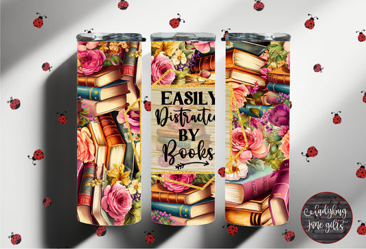 Easily Distracted By Books Stainless Steel Tumbler