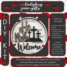 Load image into Gallery viewer, He Is Risen Interchangeable for 10.5 inch round sign or bread board - DIY Bare Wood Blanks
