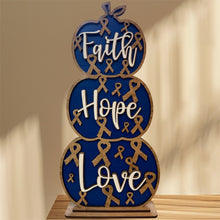 Load image into Gallery viewer, Awareness Stacked Pumpkin Decoration Cancer Awareness Pink Ribbon
