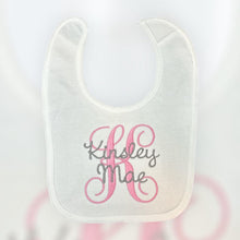 Load image into Gallery viewer, Personalized Name Baby Gift Personalized Embroidered Baby Bib &amp; Burp Cloth Set Custom Baby Gift 100% Cotton Burp Cloth Soft Bib
