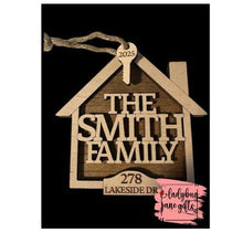 Load image into Gallery viewer, Custom New Home Ornament, Personalized Family Name &amp; Address, Housewarming Gift
