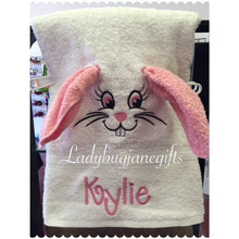 Load image into Gallery viewer, Easter Bunny Personalized Full Size Bath Towel - Boy or Girl
