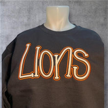 Load image into Gallery viewer, Lions Puff Embroidery Sweatshirt | Custom Hooded Sweatshirt | Game Day Spirit Wear | School Team Hoodie
