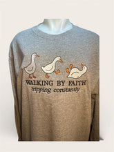 Load image into Gallery viewer, Walking by Faith, Tripping Constantly Embroidered Shirt Sweatshirt Hooded Sweatshirt (Copy)
