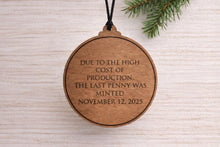 Load image into Gallery viewer, Penny Keepsake Ornament Wooden Coin Ornament Meaningful Penny Gift Symbolic American Penny Ornament Unique Christmas Keepsake
