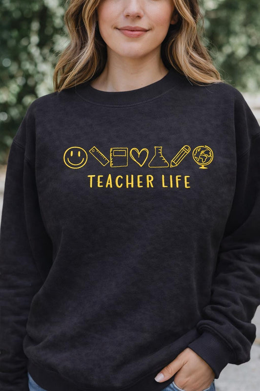 Teacher Life Sweatshirt Cute Teacher Crewneck Back to School Gift for Teacher Cozy Unisex Teaching Shirt Teacher Appreciation Pullover