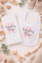 Load image into Gallery viewer, Personalized Name Baby Gift Personalized Embroidered Baby Bib &amp; Burp Cloth Set Custom Baby Gift 100% Cotton Burp Cloth Soft Bib
