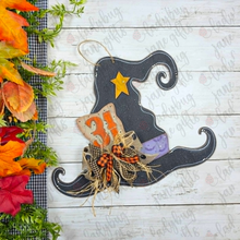 Load image into Gallery viewer, Witch Hat Door Sign DIY Wood Cut Out
