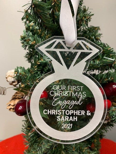 Our  First Christmas Engaged Personalized with Names and date