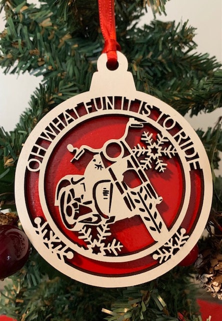 Oh What Fun It Is To Ride Ornament Motorcycle Christmas Ornament