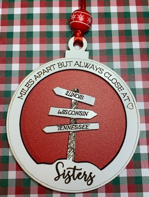 Country Crossroad Christmas Ornament Family Ornament Sisters BFF Friends Rustic